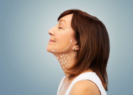profile-senior-woman-with-face-lifting-arrows